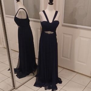 New Dark Blue Sleeveless Sweetheart Prom Gown - Size 3/4